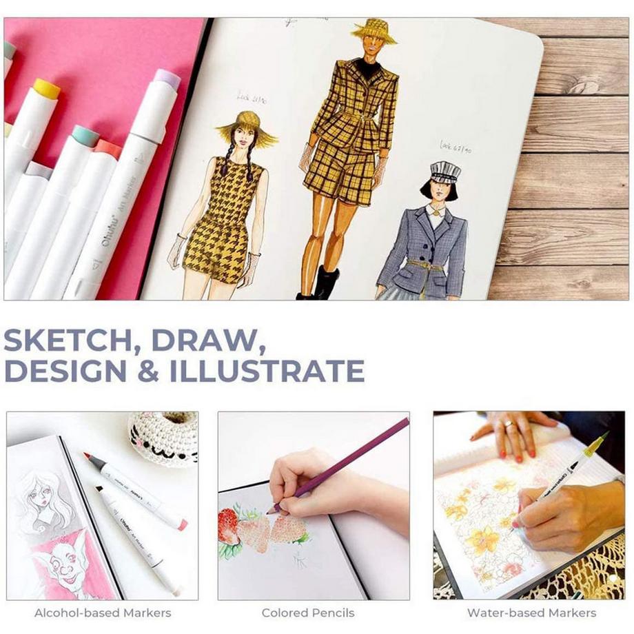 Ohuhu Carnet de croquis artistique à spirale 120 pages  