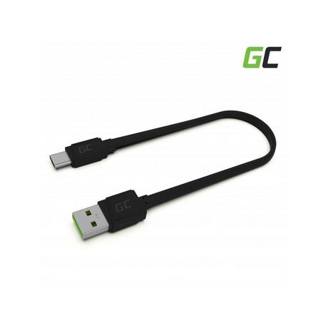 GREEN CELL  Green Cell Flachkabel USB-A auf USB-C, 25 cm, Schnellladung 