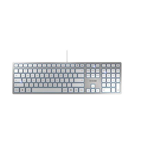 Cherry  KC 6000 Slim Tastatur USB US Englisch Silber, Weiß 