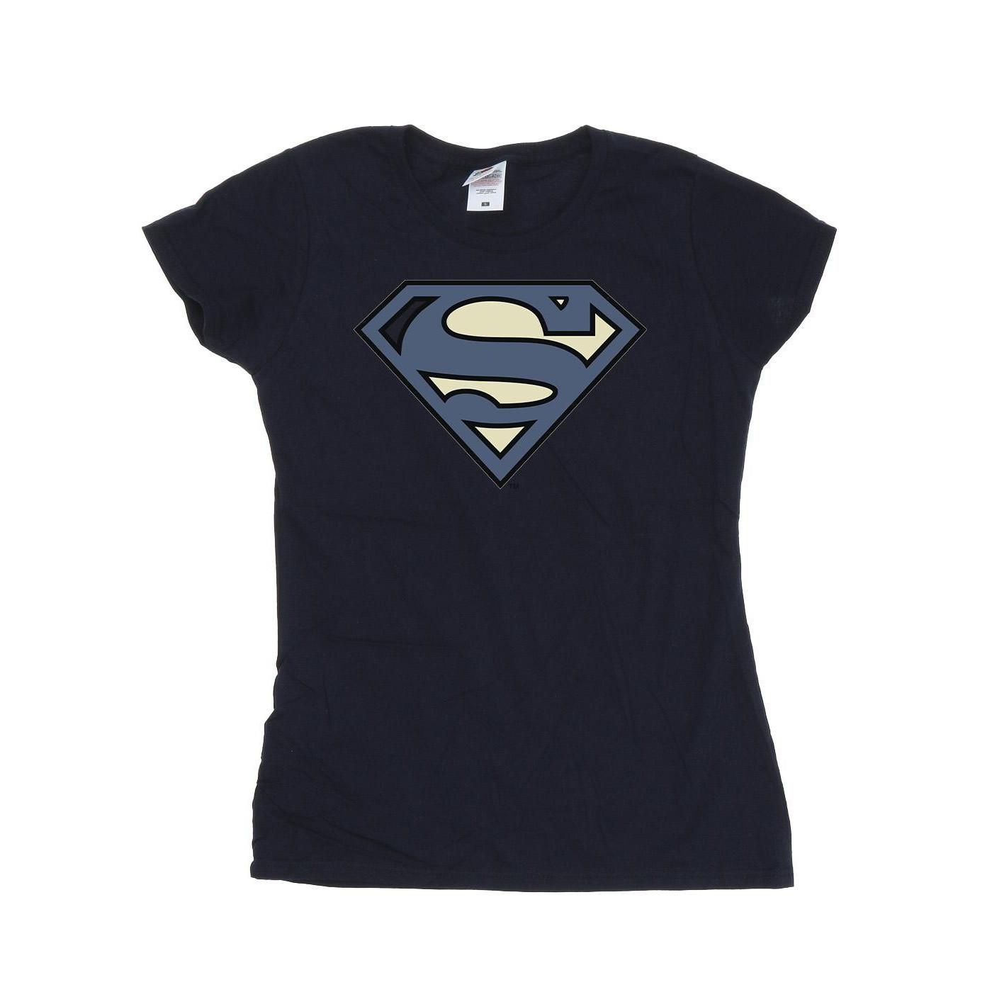 Image of Superman Indigo Blue Logo Tshirt Damen Marine XL