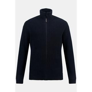 JP1880  Cardigan en maille côtelée#, laine mélangée. Col montant et fermeture Éclair. 