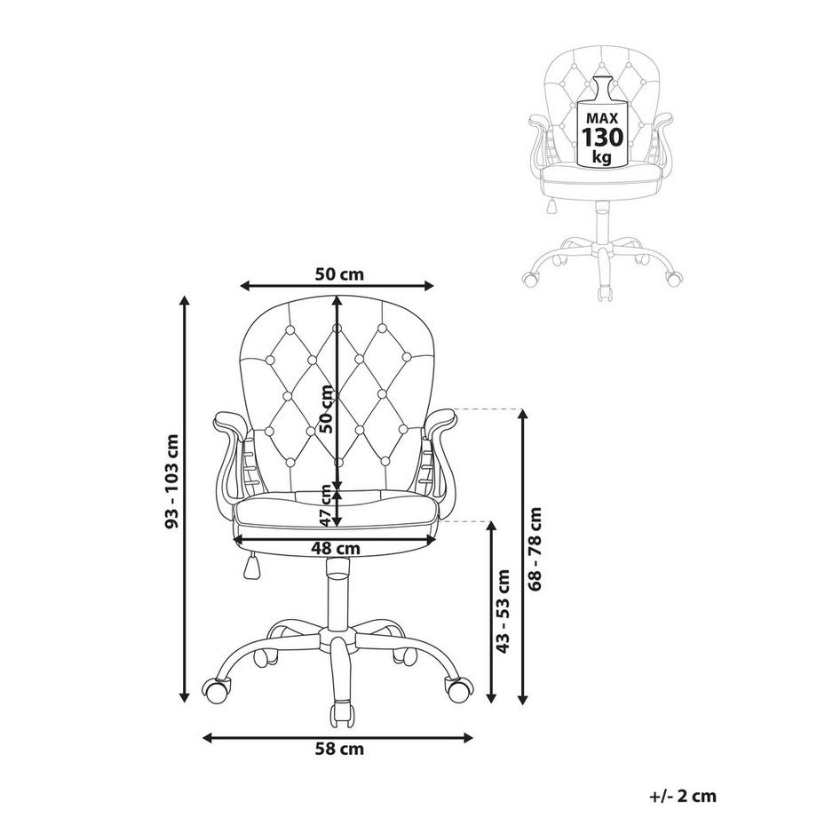 Beliani Sedia da scrivania en Velluto Glamour PRINCESS  