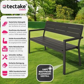 Tectake Gartenbank Line 2-Sitzer mit Aluminiumrahmen 128x59x88cm  