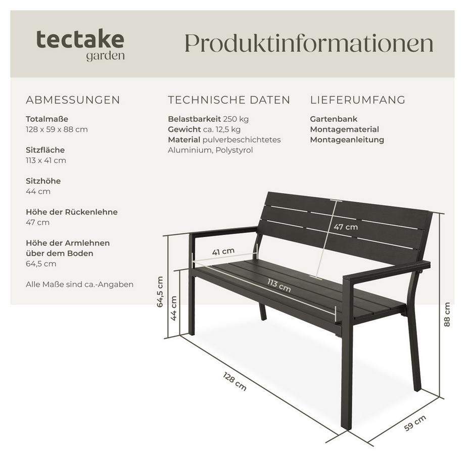 Tectake Panchina da giardino in alluminio Line a due posti  