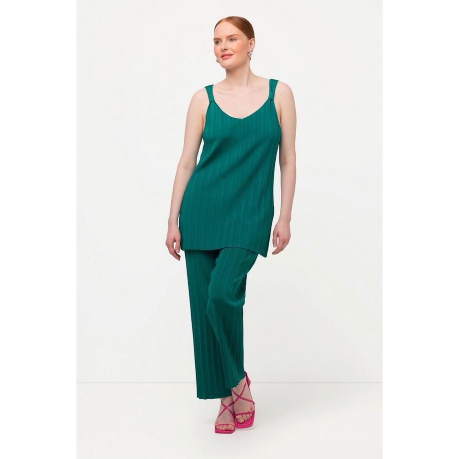 Ulla Popken Pantaloni Maglia Costine Gamba Larga Dritta  