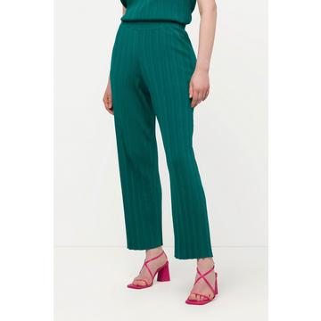 Pantalon en maille finement côtelée, jambes larges et droites, taille élastique