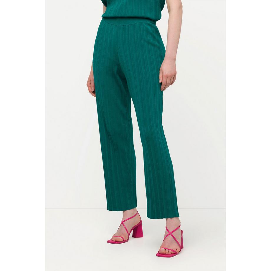 Ulla Popken Pantaloni Maglia Costine Gamba Larga Dritta  