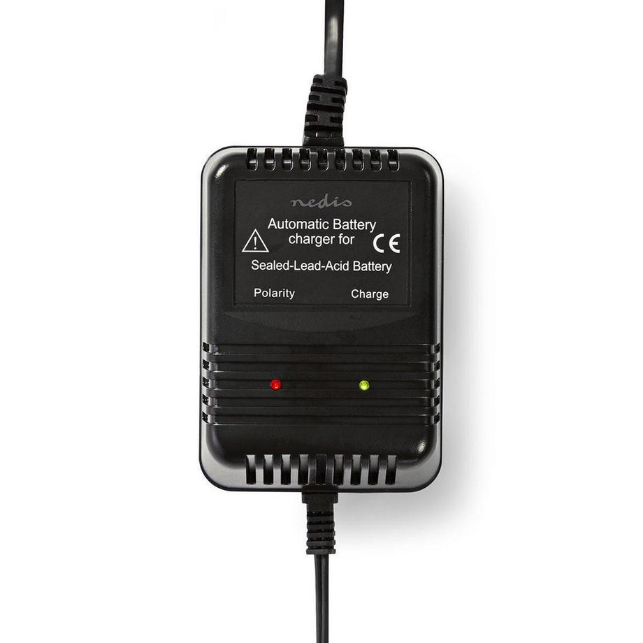 Nedis  Chargeur de batterie plomb-acide | 2.3 / 6.9 / 13.8 V DC | 0.6 A | Charge d'entretien | Euro / Type C (CEE 7/16) | Clips de batterie | Energie de type de batterie : AGM / Plomb Acide / Gel / SLA / VRLA | Noir 