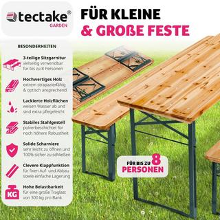 Tectake Table et bancs pliant en bois, Table de Jardin, de Réception  