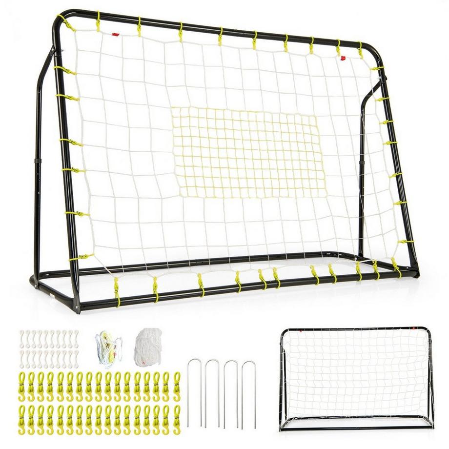 Northix  2 in 1 Fußballtor & Rebounder Fussballtore 187 x 60 x 102-122,5 cm Kinder Fußballtor-Set höhenverstellbar Schwarz 