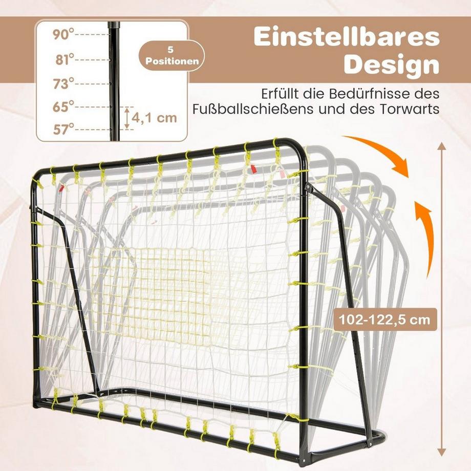 Northix  2 in 1 Fußballtor & Rebounder Fussballtore 187 x 60 x 102-122,5 cm Kinder Fußballtor-Set höhenverstellbar Schwarz 