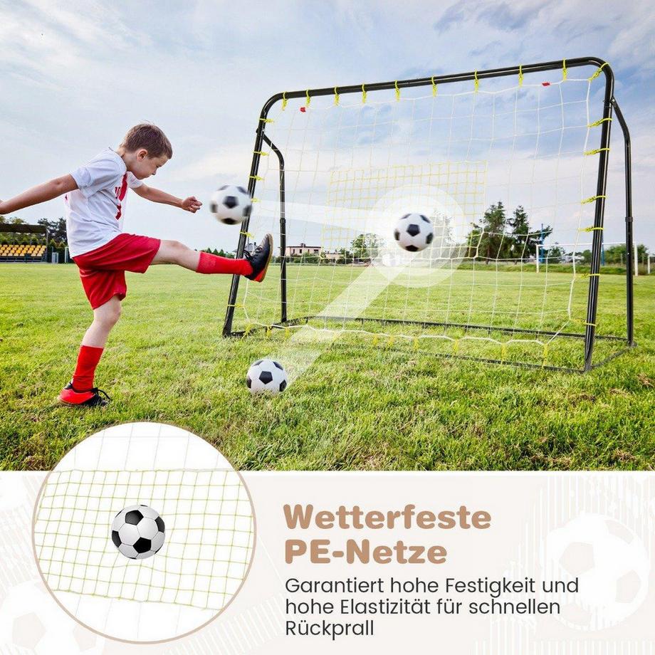 Northix  2 in 1 Fußballtor & Rebounder Fussballtore 187 x 60 x 102-122,5 cm Kinder Fußballtor-Set höhenverstellbar Schwarz 