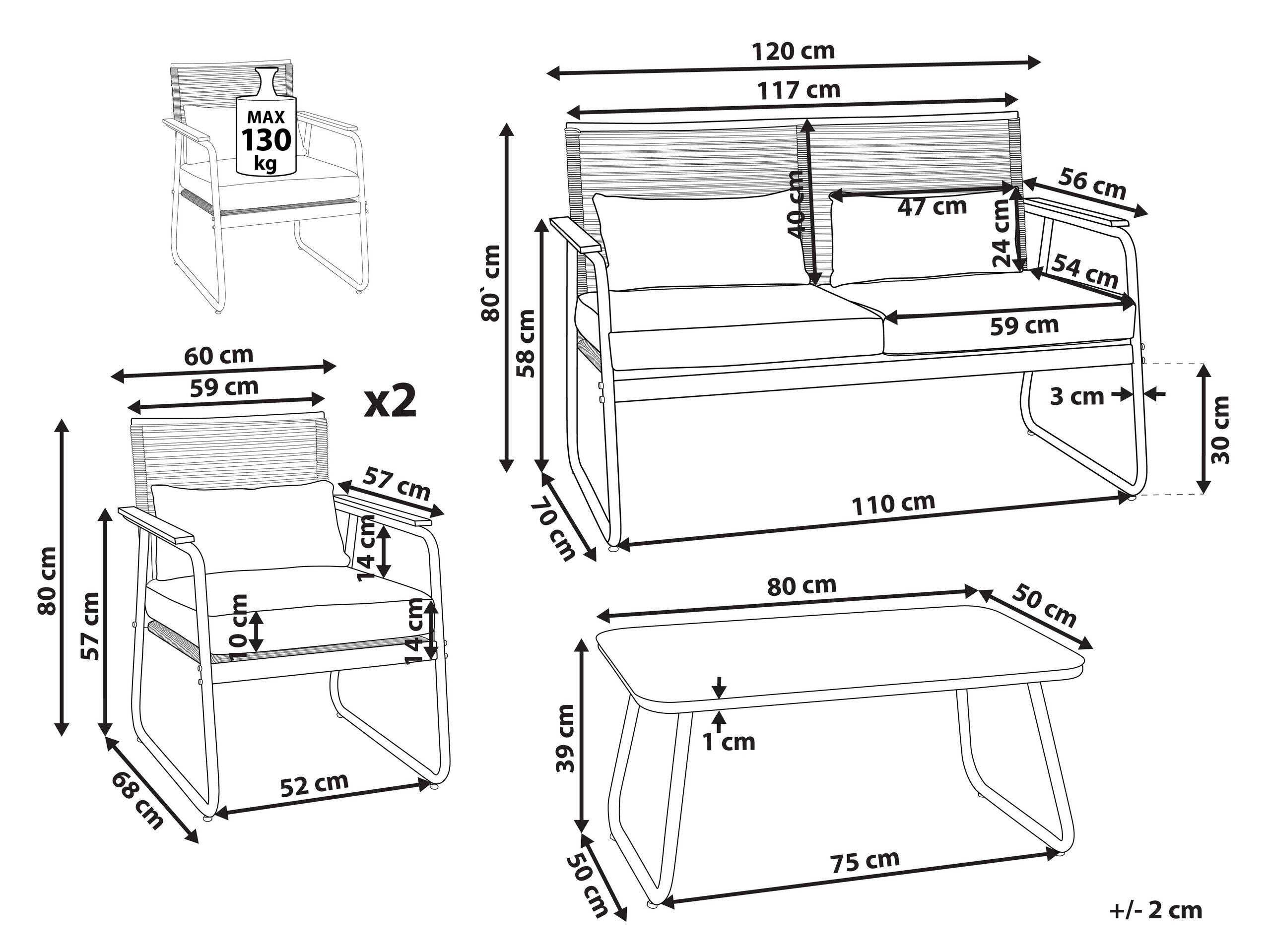 Beliani Set lounge pour jardin en Acier Moderne POMONTE  