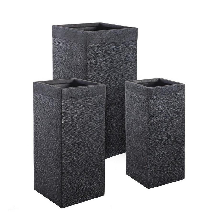 mutoni Cache-pot gratté noir haut (set de 3)  