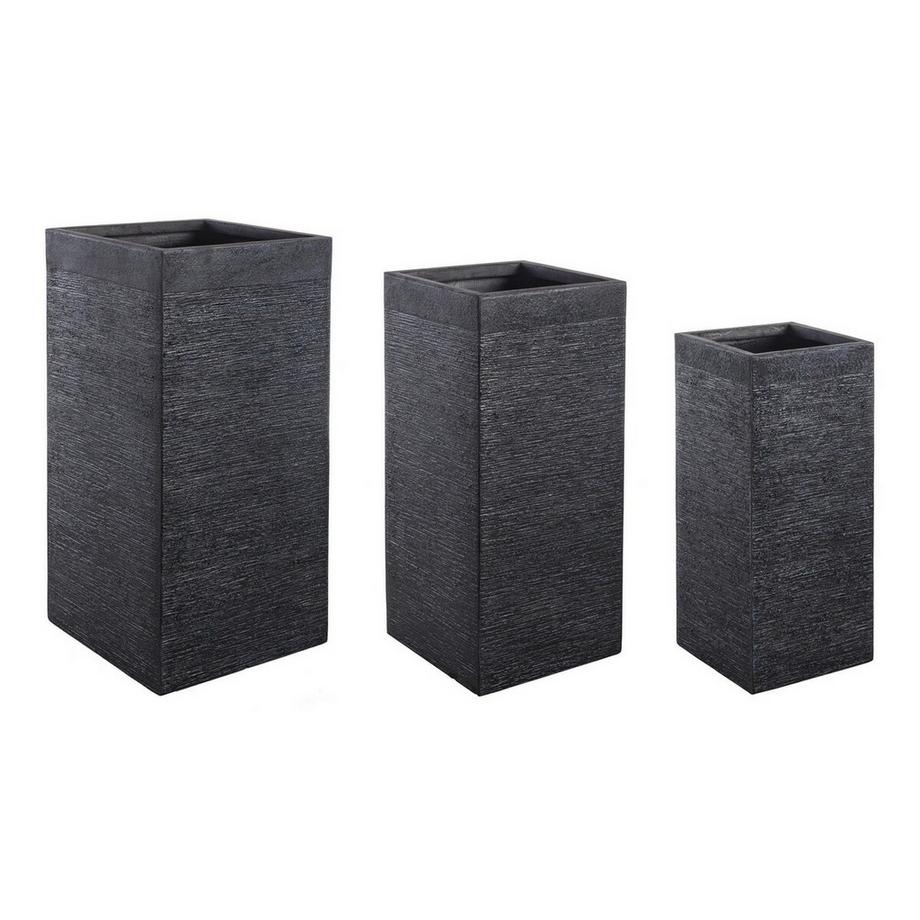 mutoni Cache-pot gratté noir haut (set de 3)  