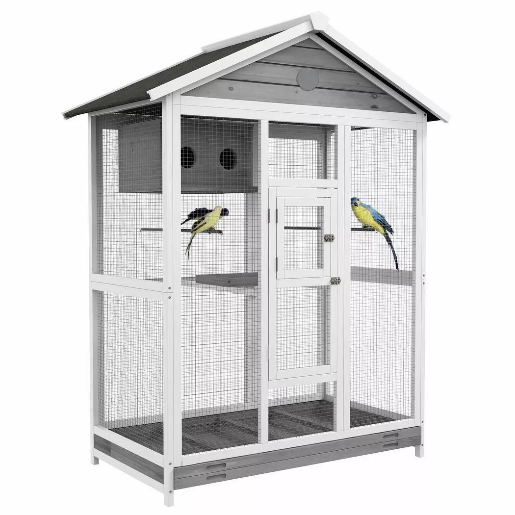PawHut - Vogelvoliere, One Size, Weiss