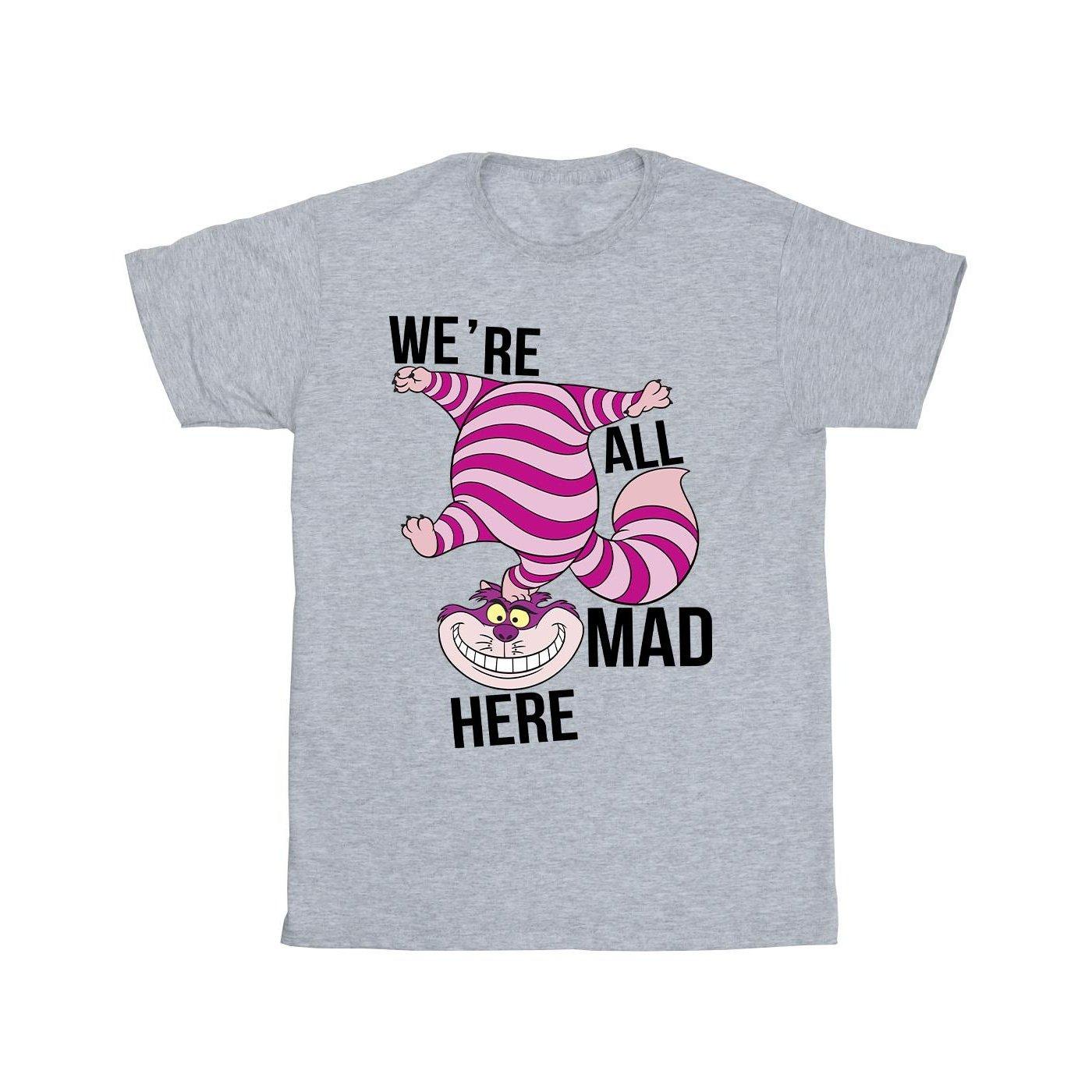 Image of Alice In Wonderland All Mad Here Tshirt Herren Grau XL