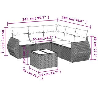 VidaXL Ensemble de canapés de jardin rotin synthétique  