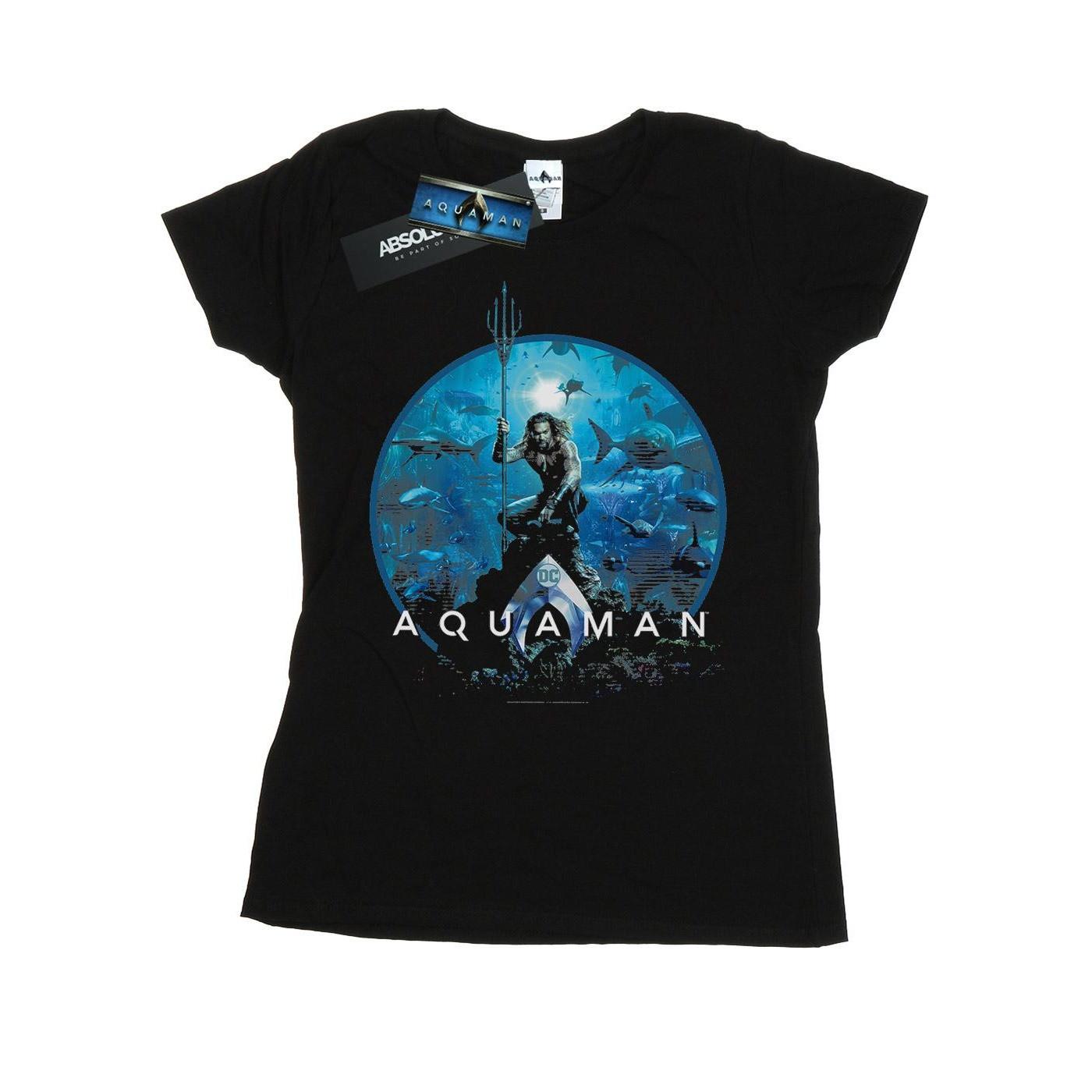 Image of Aquaman Circle Poster Tshirt Damen Schwarz M