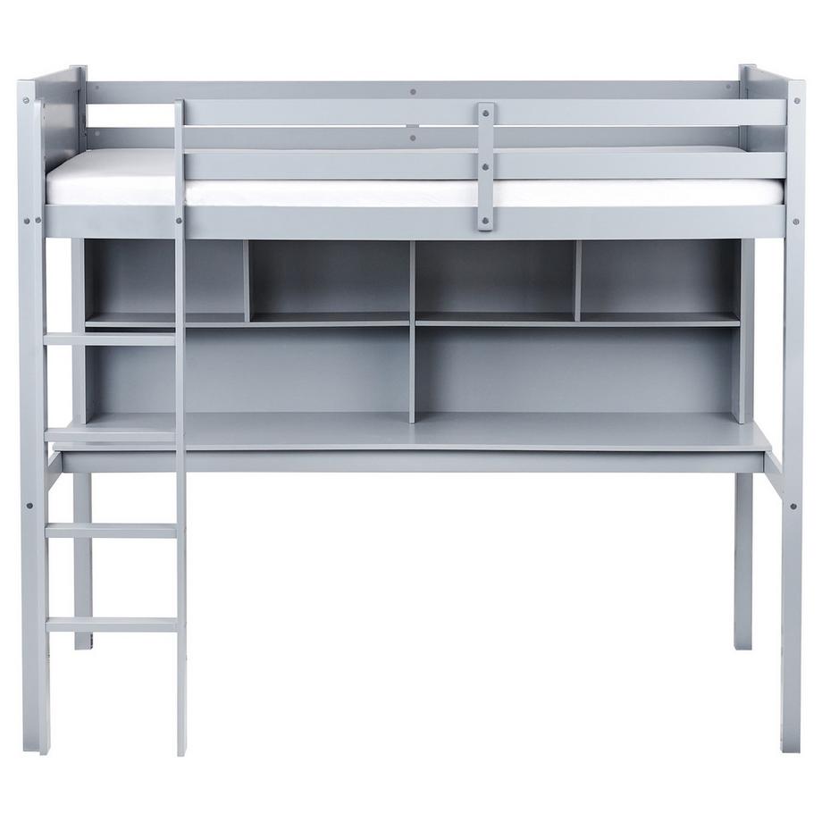 Beliani Letto matrimoniale alto con scrivania en Legno di pino  FOUCAMONT  