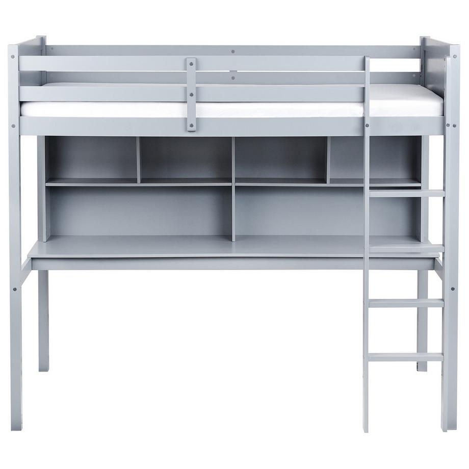 Beliani Letto matrimoniale alto con scrivania en Legno di pino  FOUCAMONT  