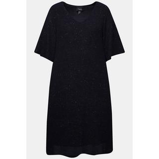 Ulla Popken  Midikleid, A-Linie, Glitter, V-Ausschnitt, 3/4-Arm 