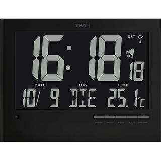 TFA Dostmann Radiocontrollato Orologio da parete 185 mm x 230 mm x 31 mm Nero  