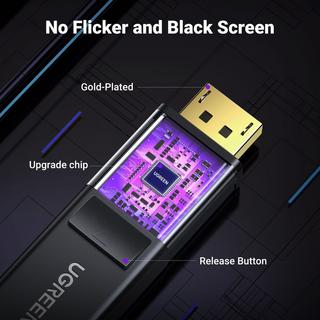 UGREEN  Ugreen Unidirektionales DisplayPort-zu-HDMI-Kabel 4K 30 Hz, 32 AWG, 1,5 m – Schwarz 