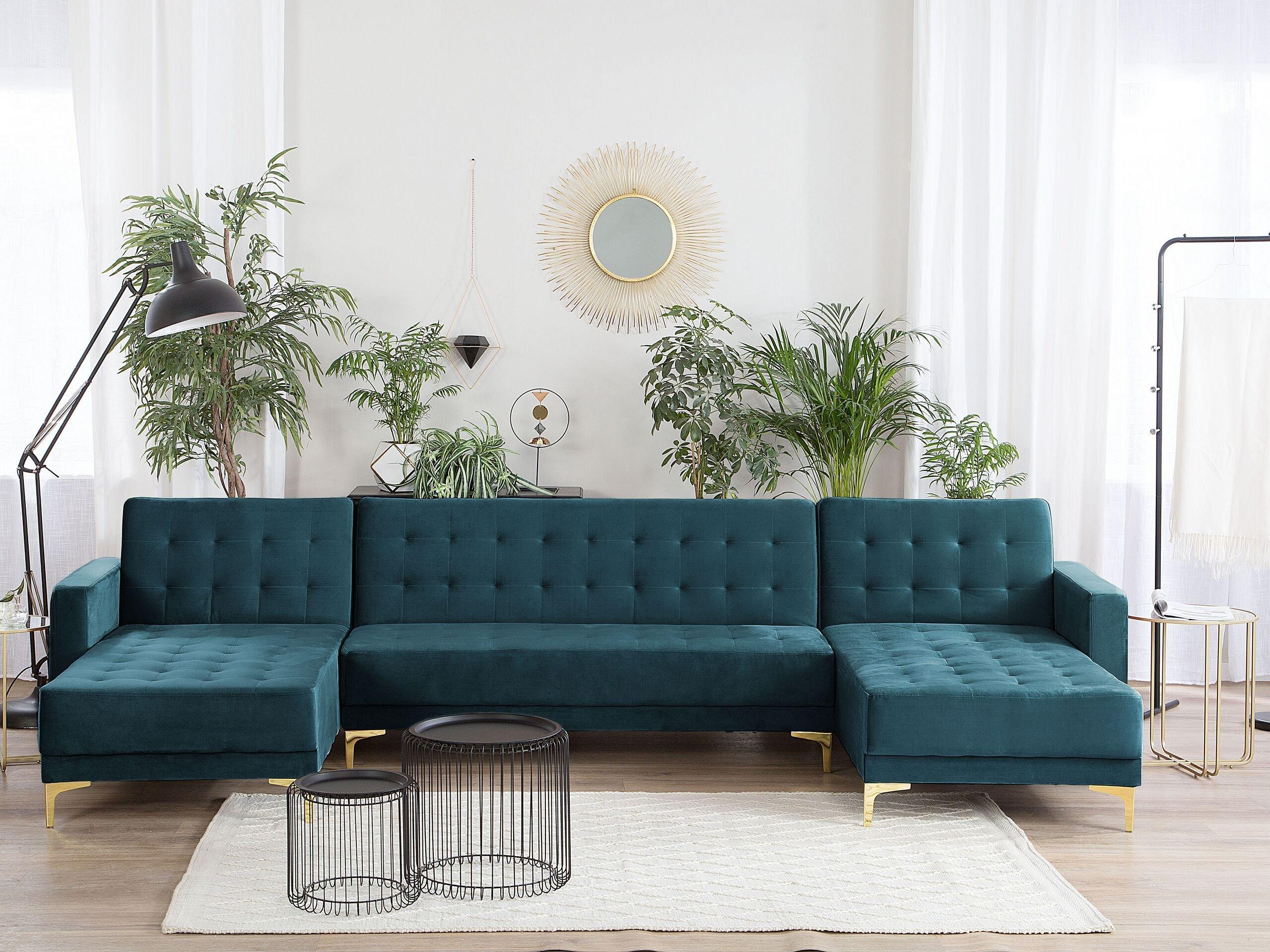 Beliani U-förmiges Sofa aus Samtstoff Modern ABERDEEN  