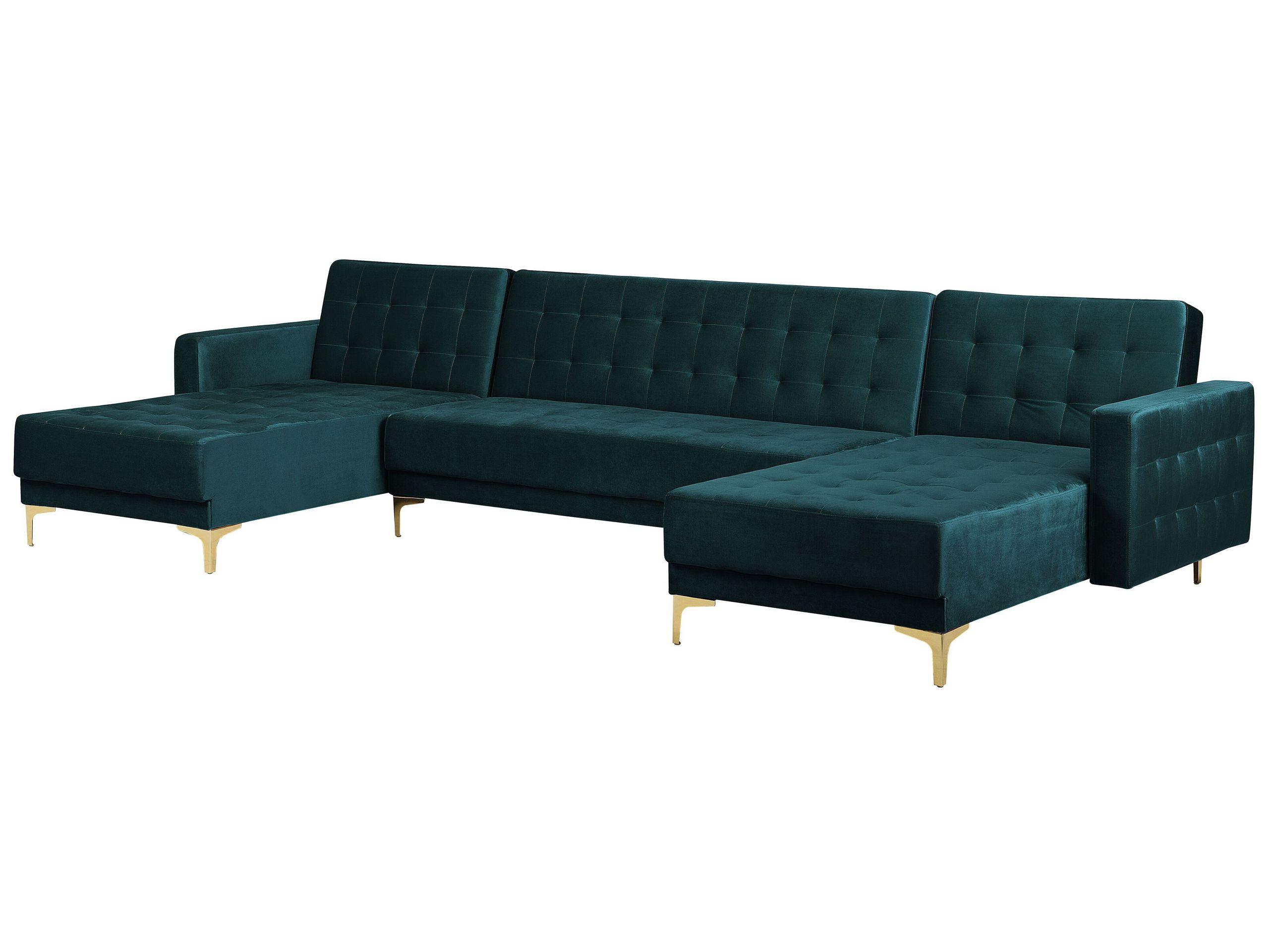 Beliani U-förmiges Sofa aus Samtstoff Modern ABERDEEN  