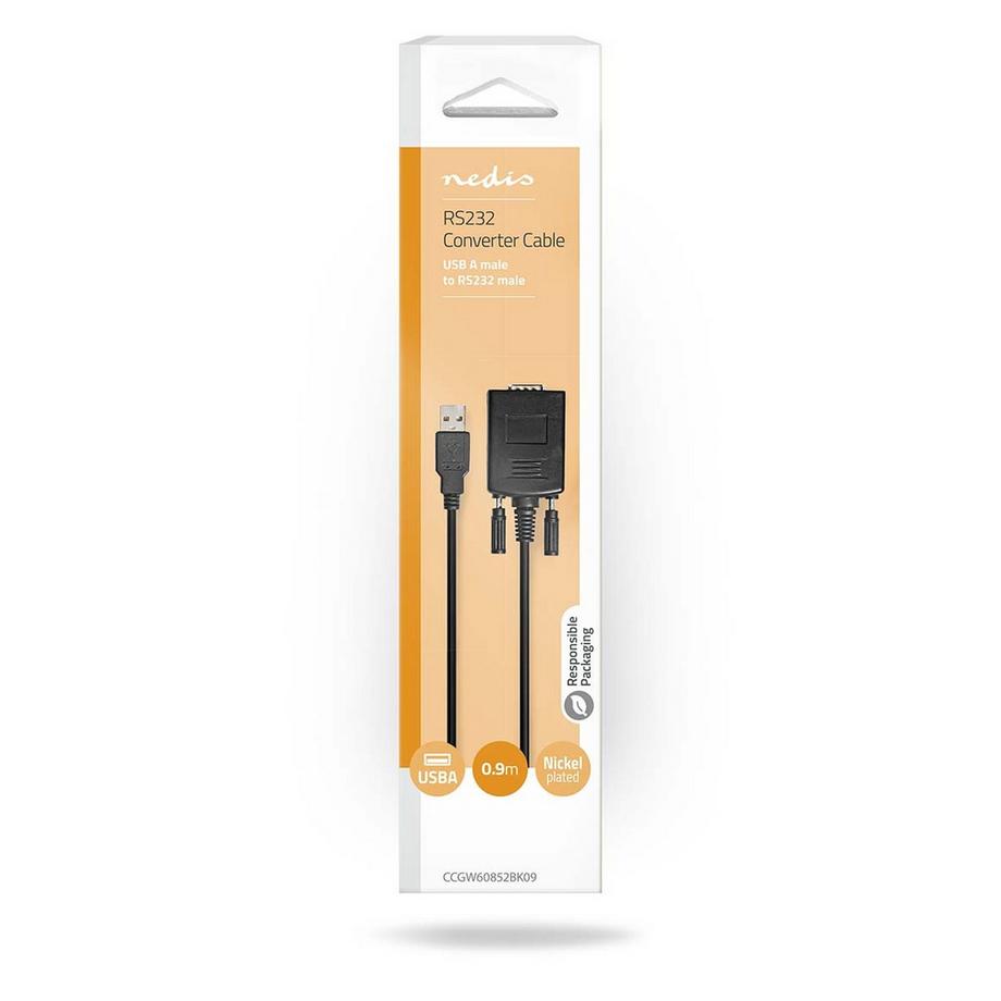 Nedis  Convertitore RS232 | USB-A Maschio | RS232 | Nichelato | 0,90 m | Rotondo | PVC | Nero | Custodia 