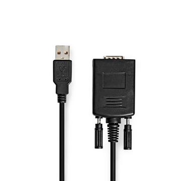 Convertisseur RS232 | USB-A mâle | RS232 | Nickelé | 0,90 m | Rond | PVC | Noir | Boîtier