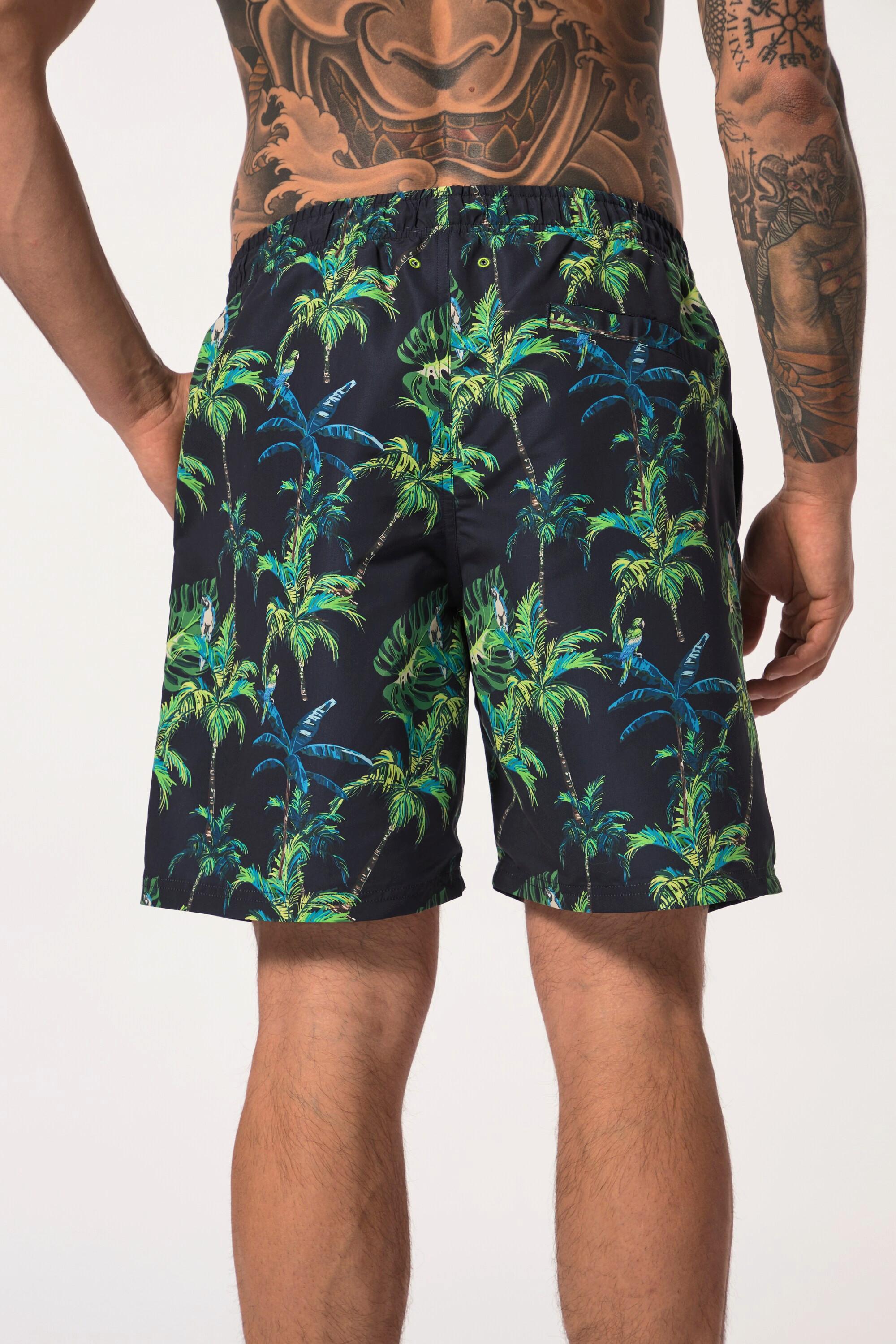 JP1880  Badeshorts, Beachwear, Elastikbund, Palmen Print 