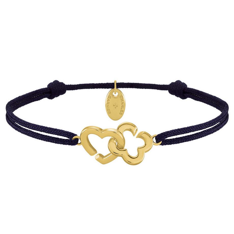 PASSION Bracciale intrecciato con cuore e trifoglio in argento dorato