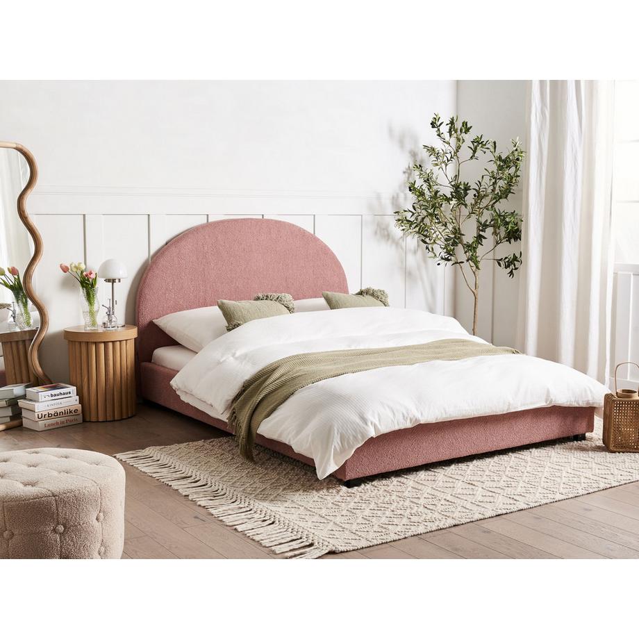 Beliani Lit avec sommier en Bouclé  VAUCLUSE  