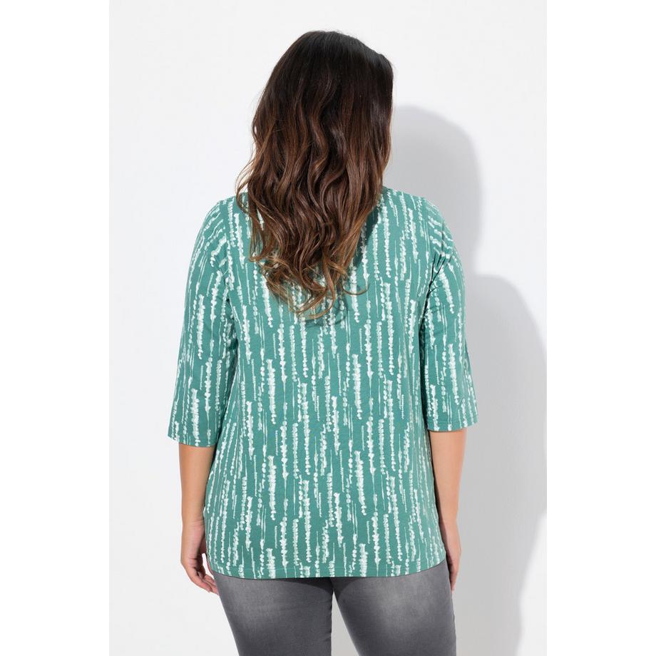 Ulla Popken Shirt Zierfalten A-Linie Carree-Ausschnitt 3/4-Arm  