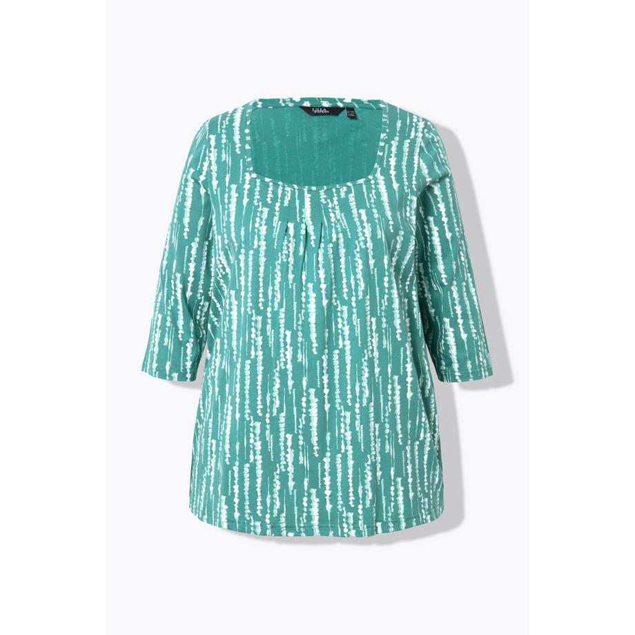 Ulla Popken Shirt Zierfalten A-Linie Carree-Ausschnitt 3/4-Arm  