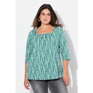 Shirt, Zierfalten, A-Linie, Carree-Ausschnitt, 3/4-Arm