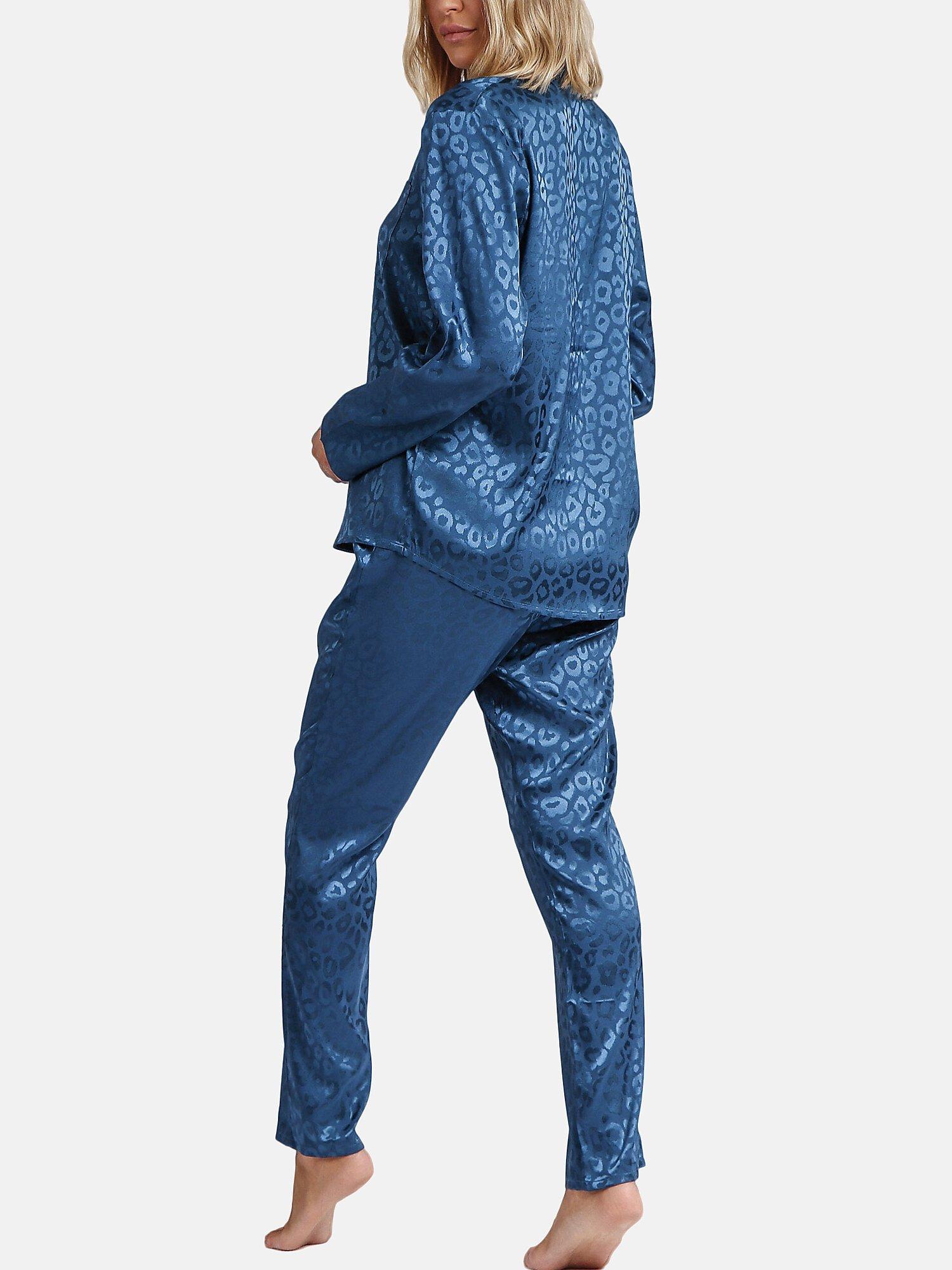 Admas  Pyjama Hausanzug Hose Hemd Satin Leopard 