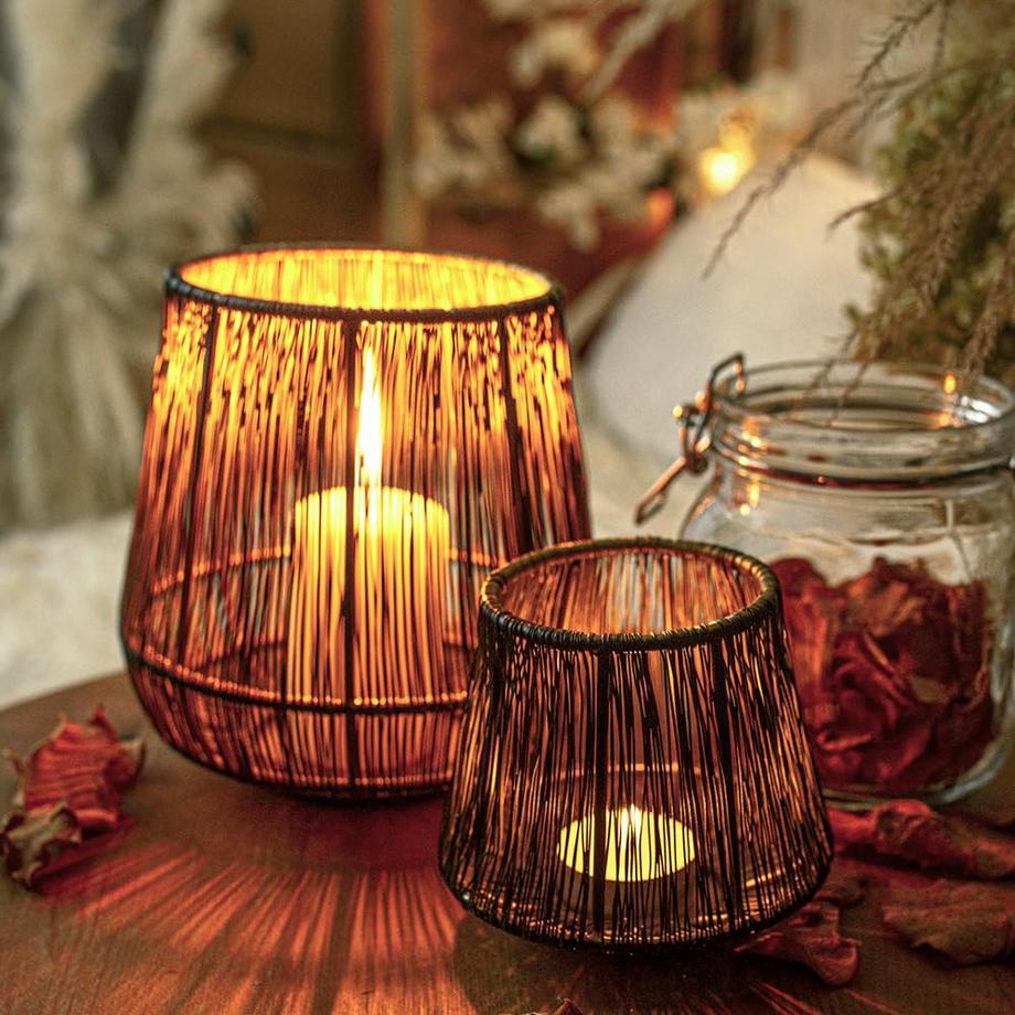 Alopini  Laterne  l Satz von 2, Laterne Boho, trendy Teelichthalter Draht 