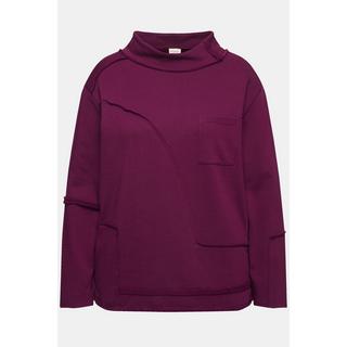 Ulla Popken  Sweatshirt, Regular Fit, Patchoptik, Stehkragen, Biobaumwolle 