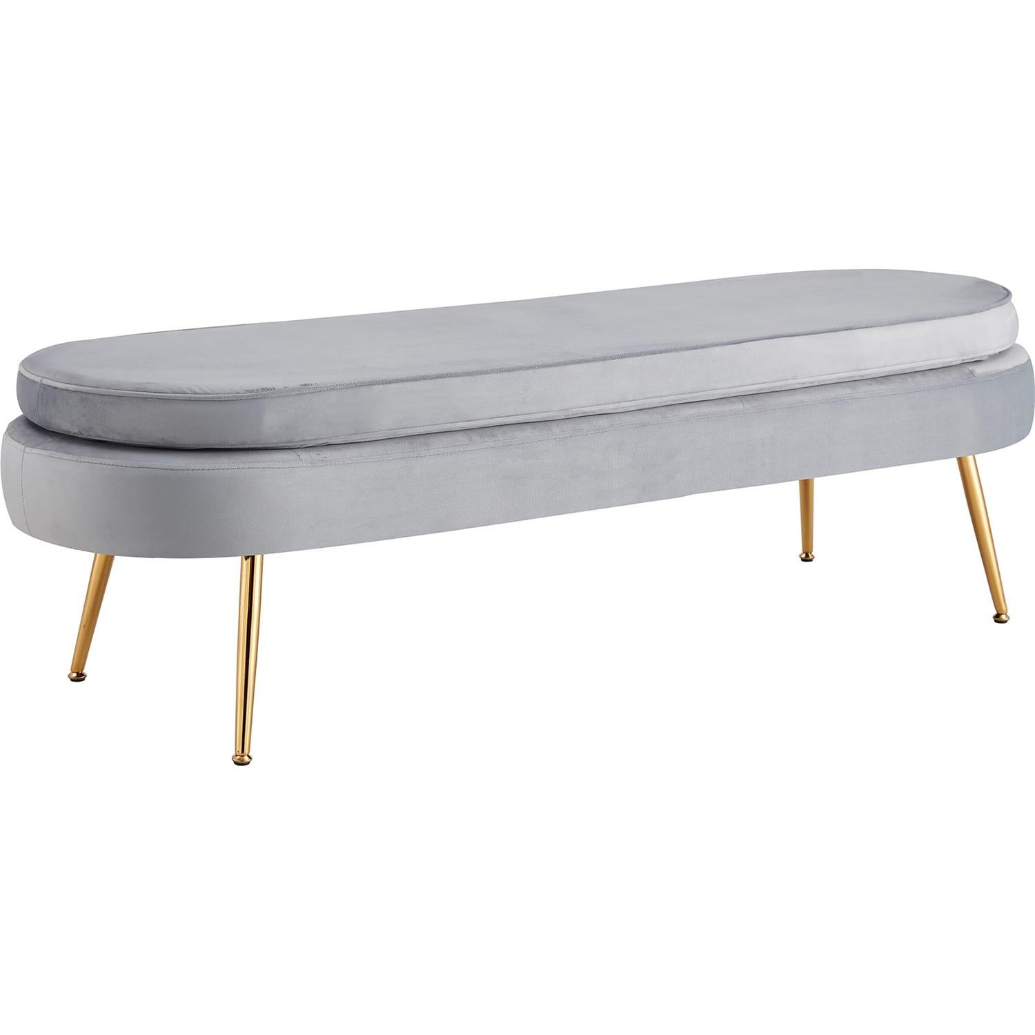 Image of Sitzpouf oval Samt hellgrau Sitzpouf oval Samt hellgrau