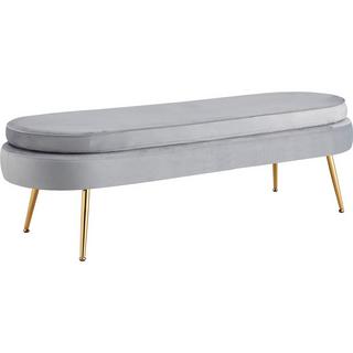 mutoni Sitzpouf oval Samt hellgrau  