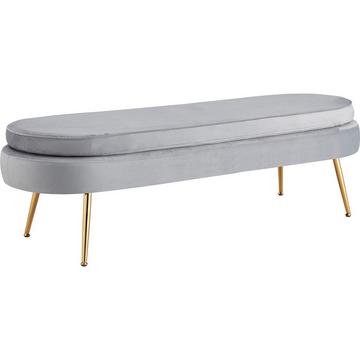 Sitzpouf oval Samt hellgrau