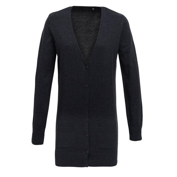Image of Strickjacke Mit Vausschnitt, Längere Länge Unisex Charcoal Black 48