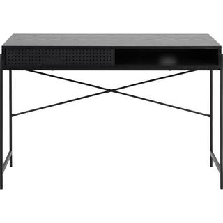 mutoni Bureau Angie Mélamine Frêne Noir Porte coulissante 110x50x75cm  