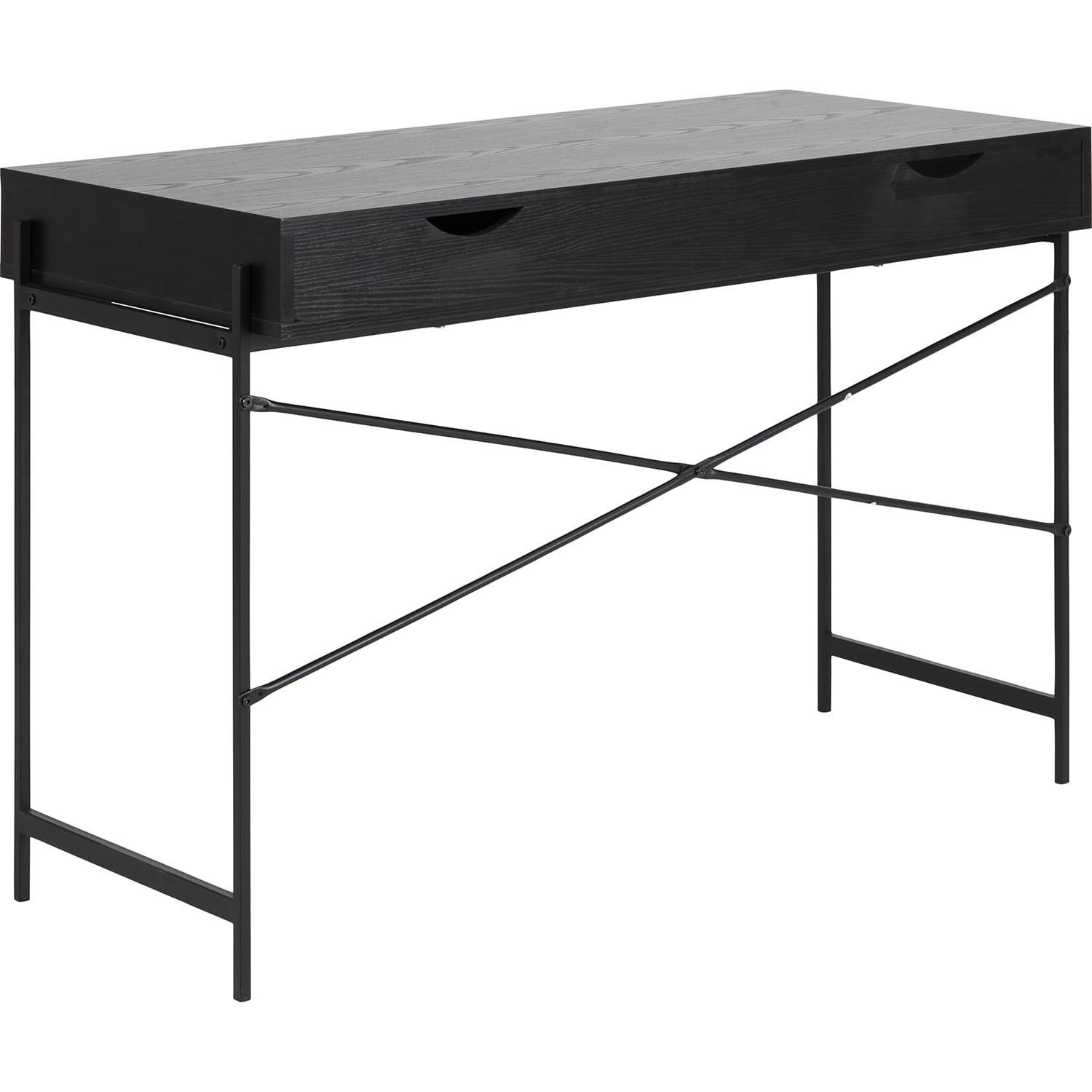 mutoni Bureau Angie Mélamine Frêne Noir Porte coulissante 110x50x75cm  