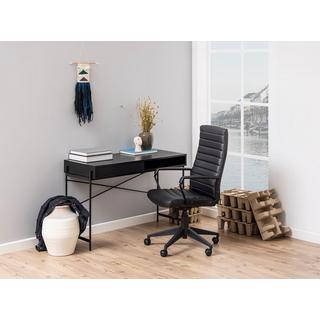 mutoni Bureau Angie Mélamine Frêne Noir Porte coulissante 110x50x75cm  