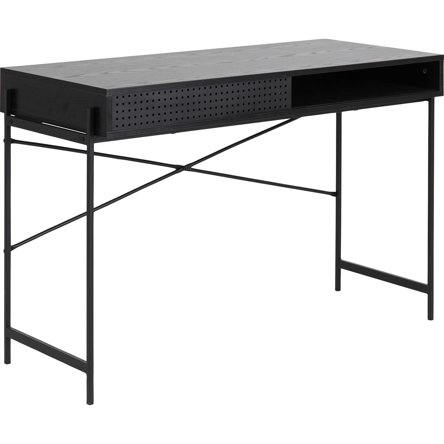 mutoni Bureau Angie Mélamine Frêne Noir Porte coulissante 110x50x75cm  