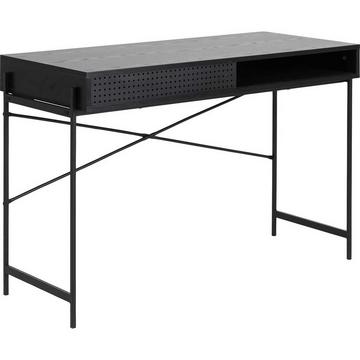 Bureau Angie Mélamine Frêne Noir Porte coulissante 110x50x75cm